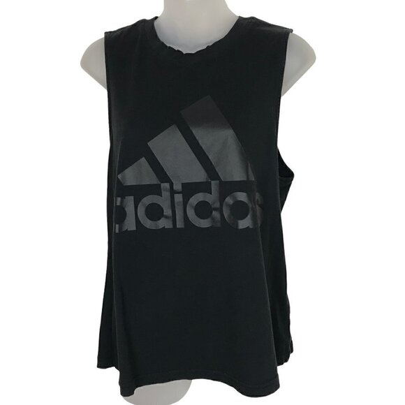 ADIDAS Black T-shirt Material Sleeveless Athletic Top Size M - Picture 3 of 8